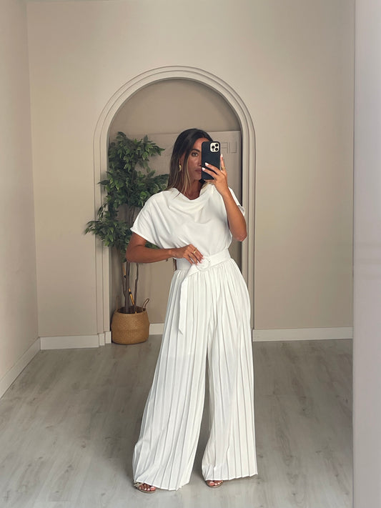 Jumpsuit Plissado - Branco