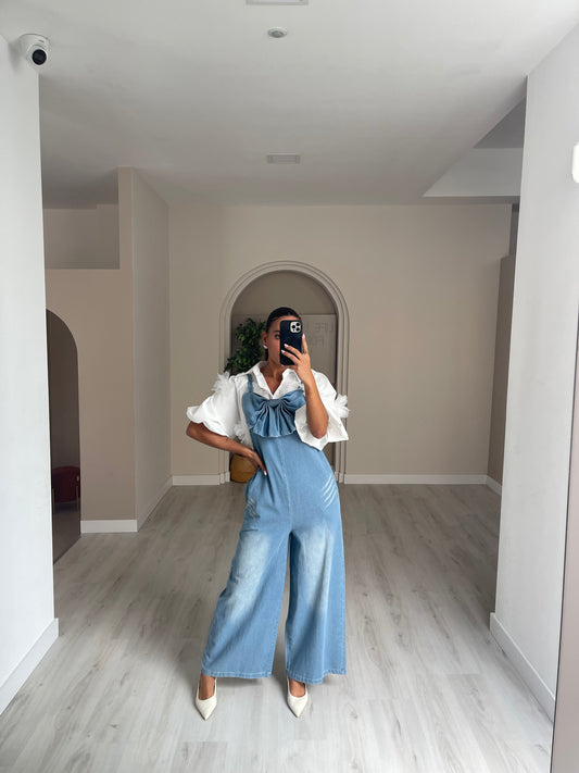 Jumpsuit fluido em ganga