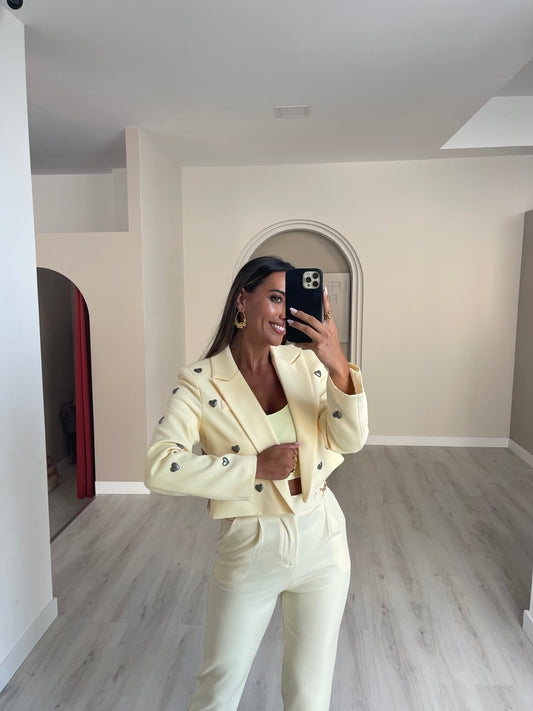 Blazer curto Hearts - Amarelo