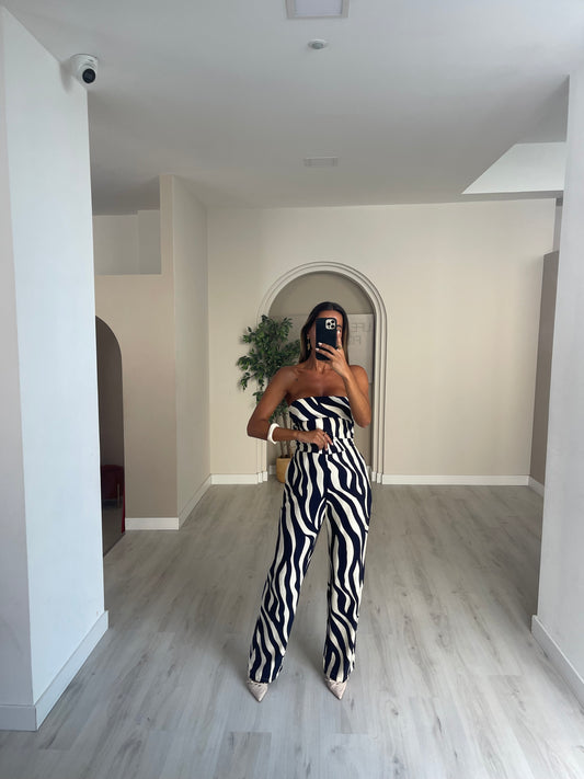 Jumpsuit Zebra - azul marinho