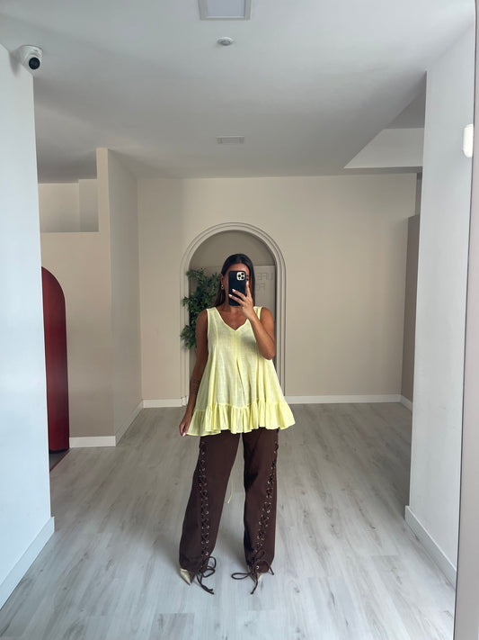 Top c/ atilhos - amarelo