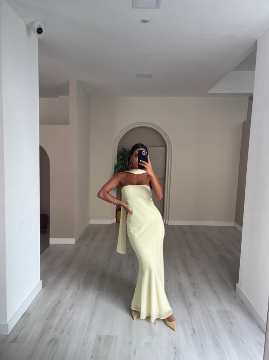 Vestido c/ echarpe - Amarelo