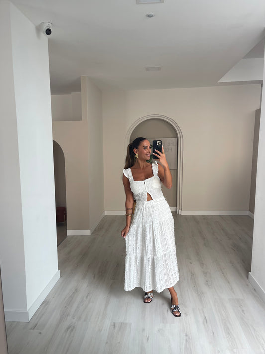 Conjunto top + saia - branco