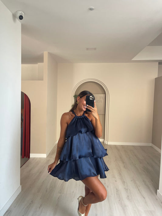 Vestido Cocktail - azul marinho