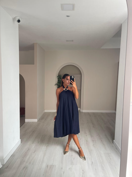 Vestido Mango - azul marinho