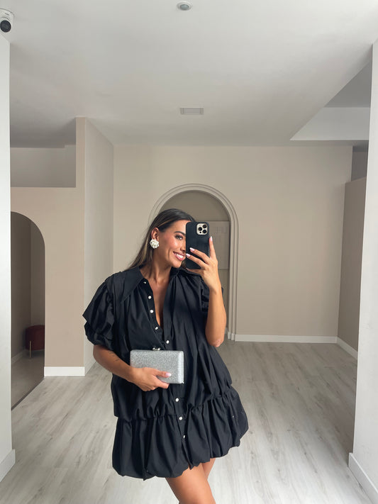 Vestido camiseiro curto - Preto