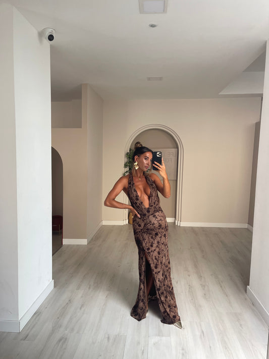 Vestido halter c/ padrão