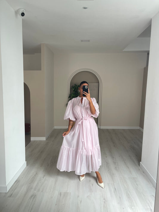Vestido/Camiseiro c/ manga balão - rosa
