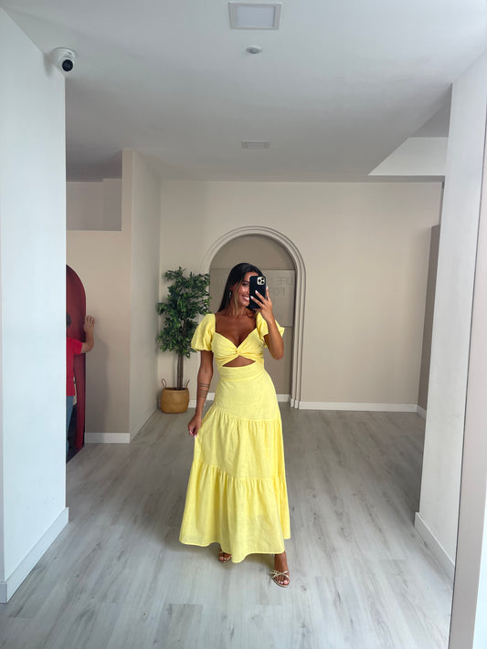 Vestido Ellie c/manga - amarelo