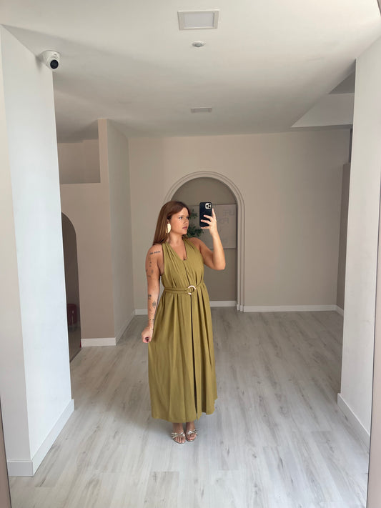 Vestido c/ cinto - verde tropa