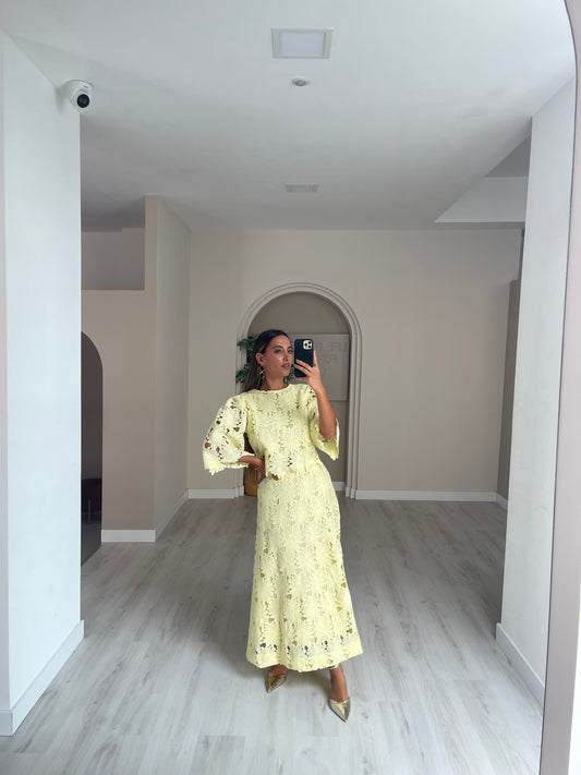 Conjunto rendado - amarelo