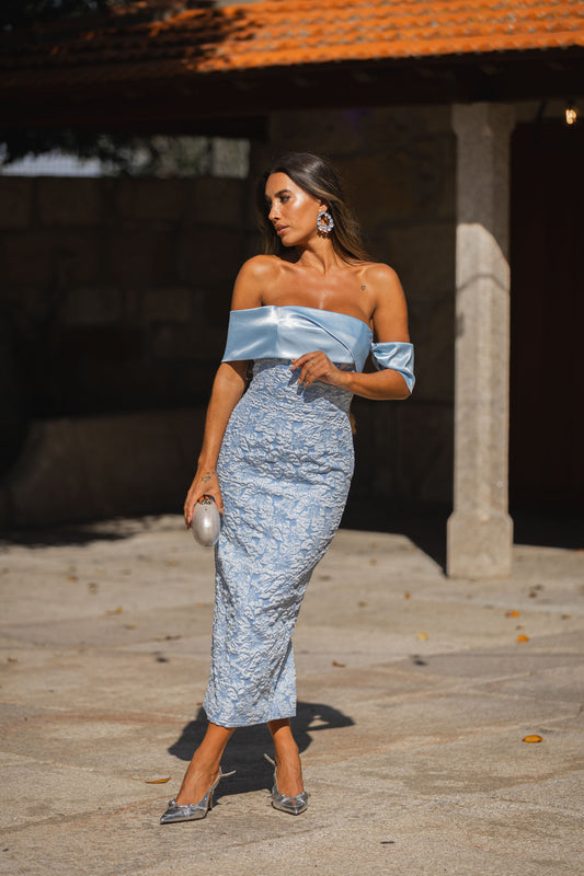 Vestido Atalaia c/ faixa de cetim - azul