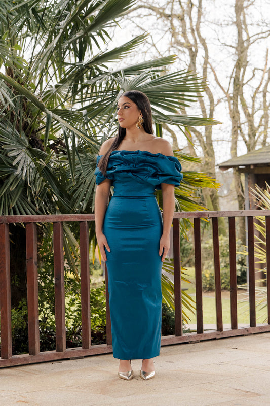 Vestido Corunha - Azul Petróleo