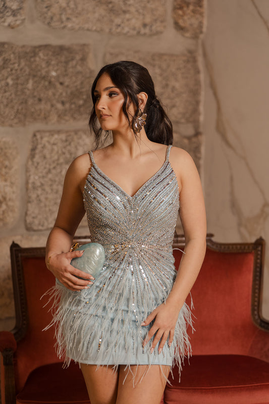 Vestido Cuba versão curta - Azul Bebé