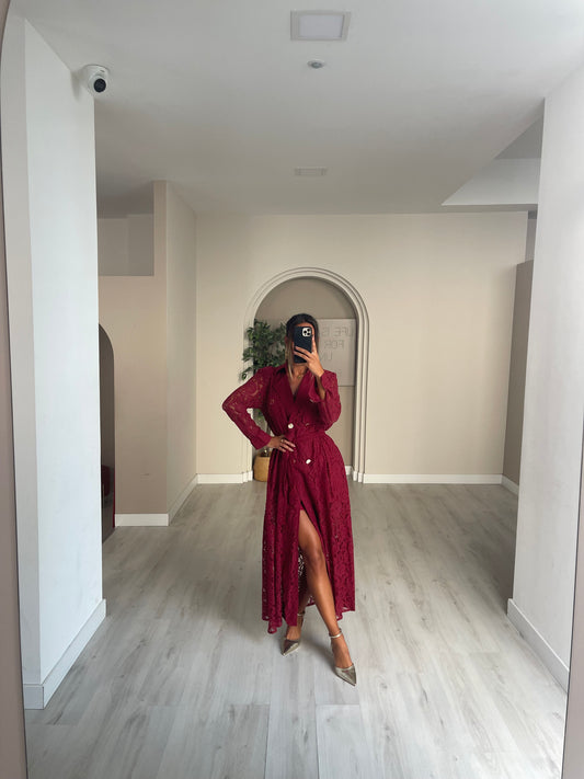 Vestido/Camiseiro renda bordeux