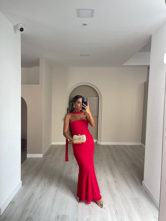 Vestido c/ echarpe - Vermelho