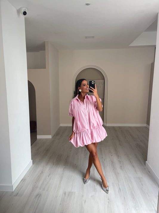 Vestido camiseiro curto - Rosa