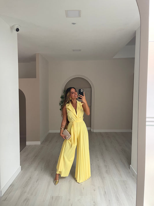Jumpsuit Plissado - Amarelo