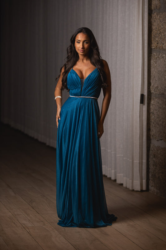 Vestido Florida - Azul Petróleo