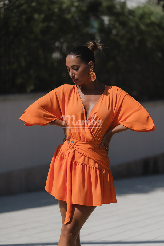 Vestido c/ calção - laranja