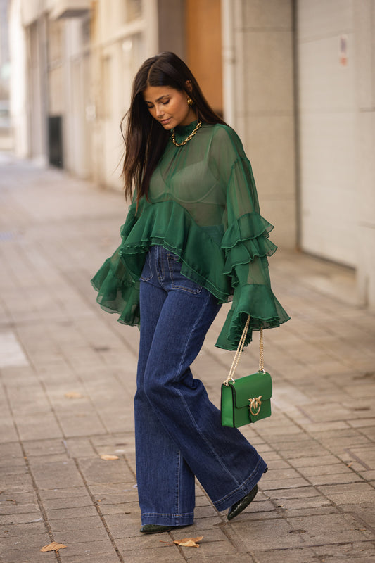 Calça ganga bolsos frontais