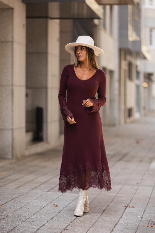 Vestido Caetana - bordeux