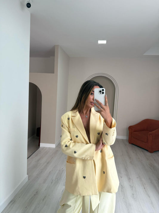 Blazer Oversize Hearts - Amarelo