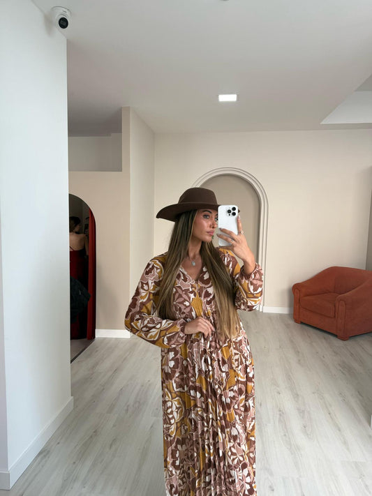 Vestido Mostarda c/ Castanho