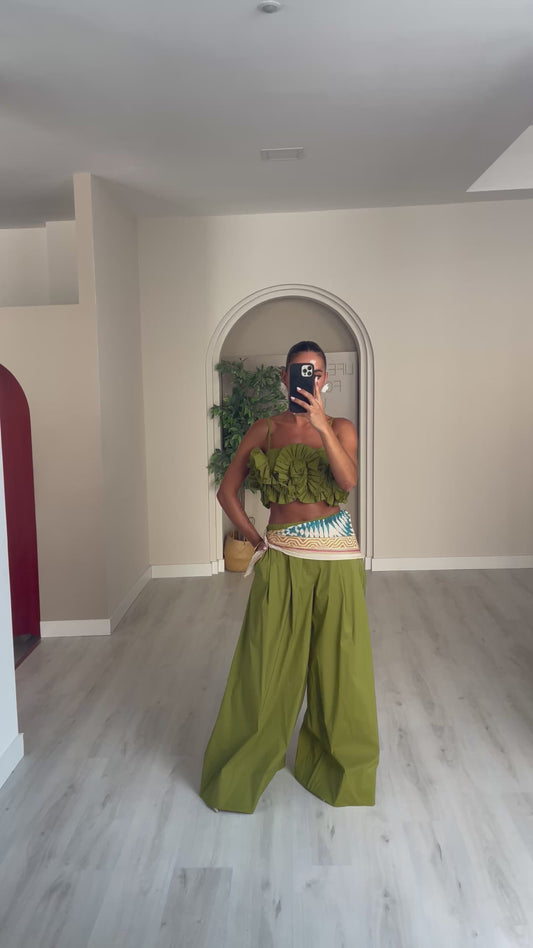 Calça c/ lenço incluído - verde caqui