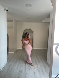 Vestido renda comprido- Rosa bebé