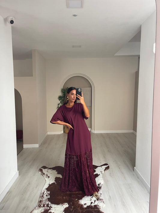 Vestido oversize Lumina - bordeux