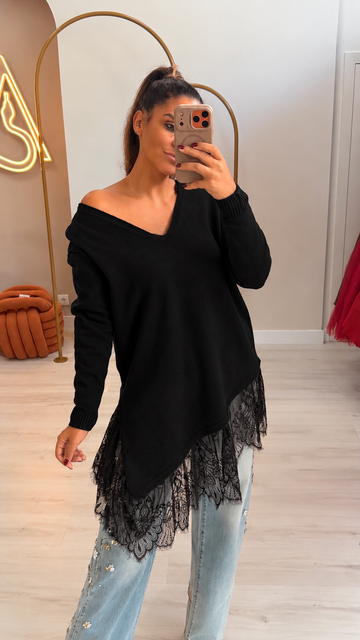 Camisola Renda - preto