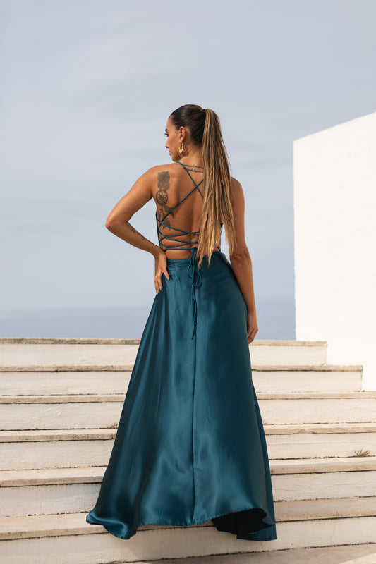 Vestido Suiça - petróleo