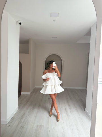 Vestido Folhos Texturados Lumina - Branco