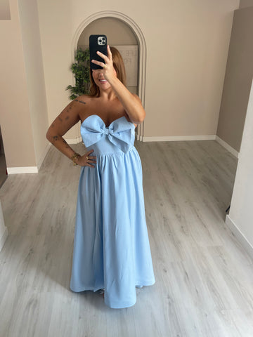 Vestido c/ laço no peito - Azul