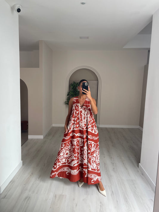 Vestido c/ padão lumina - Tijolo