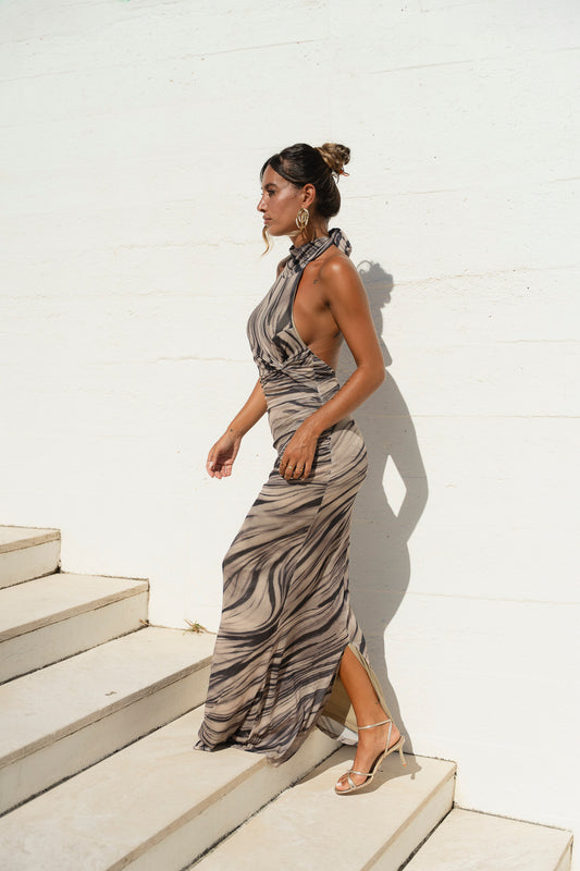 Vestido Halter - zebra