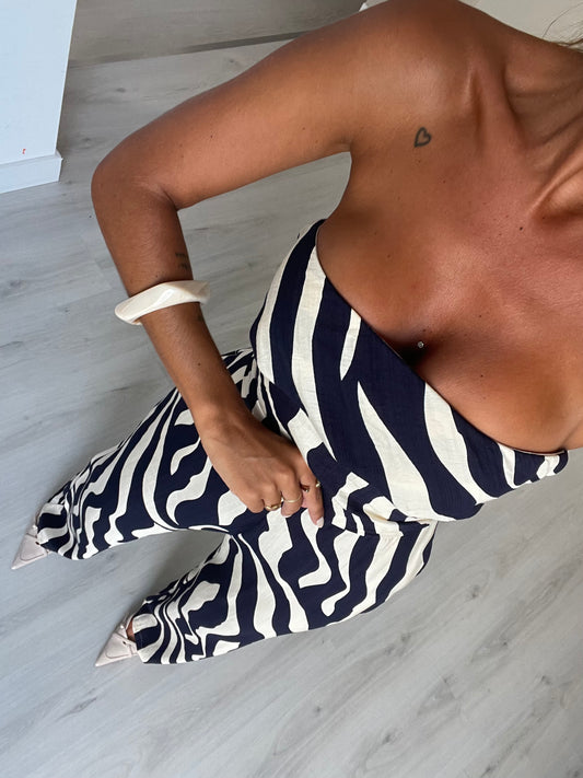 Jumpsuit Zebra - azul marinho
