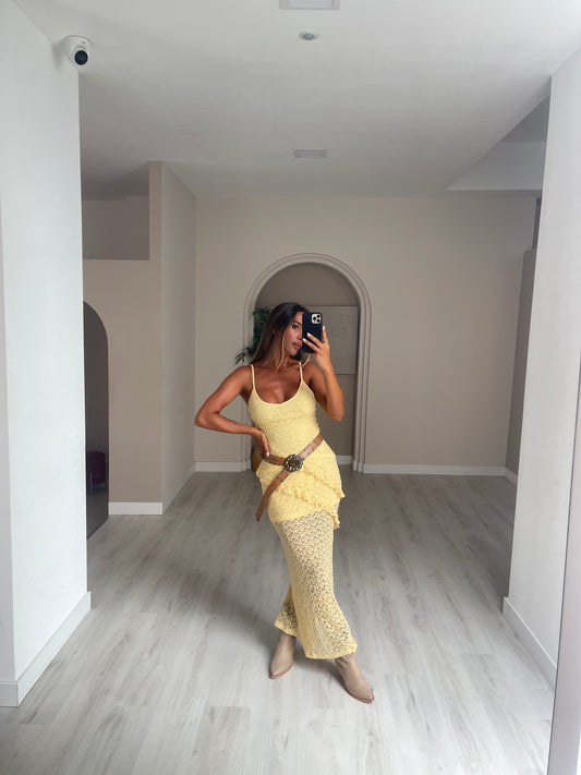 Vestido renda amarelo