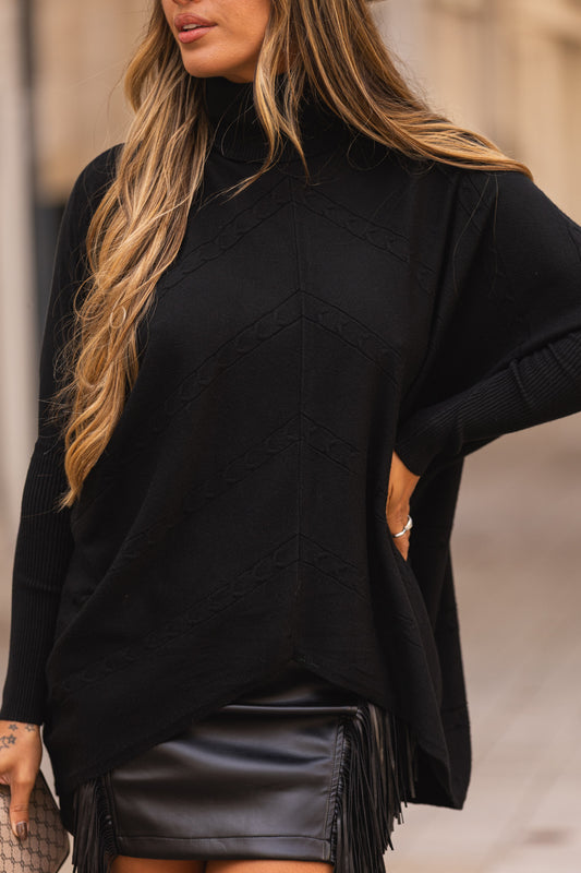 Camisola + curta a frente - preto