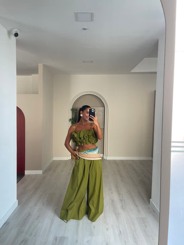 Calça c/ lenço incluído - verde caqui