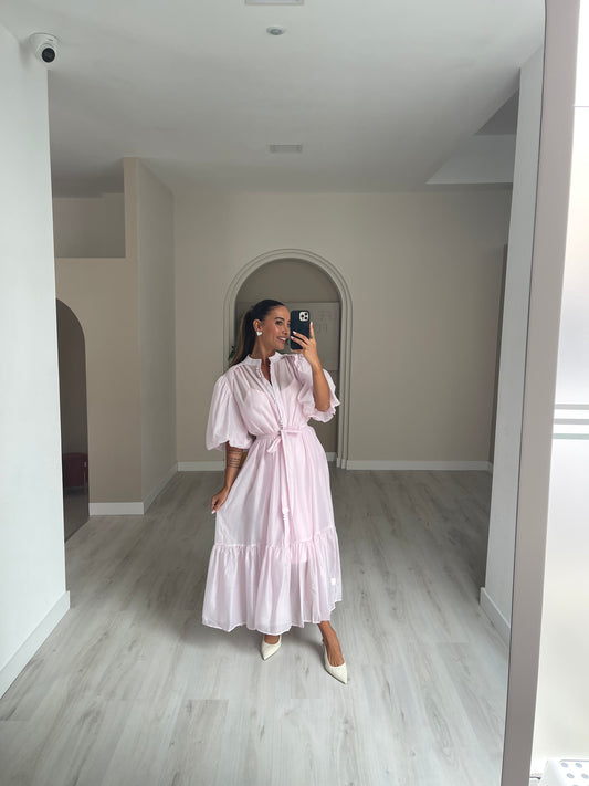 Vestido/Camiseiro c/ manga balão - rosa