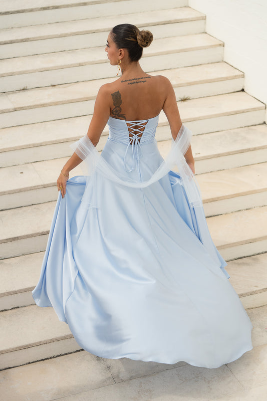 Vestido Getafe (c/ atilhos nas costas) - azul bebé