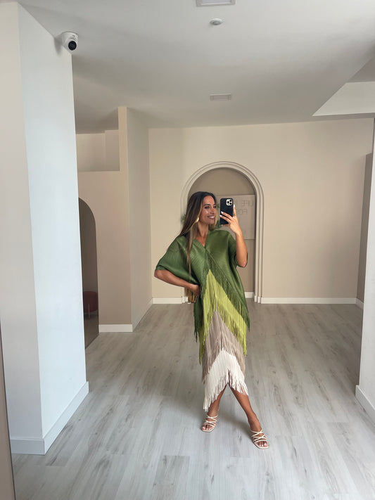 Vestido franjas tripa - Tons Verde