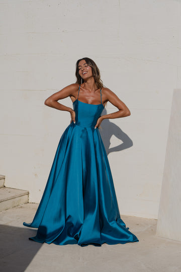 Vestido Mali - azul petróleo