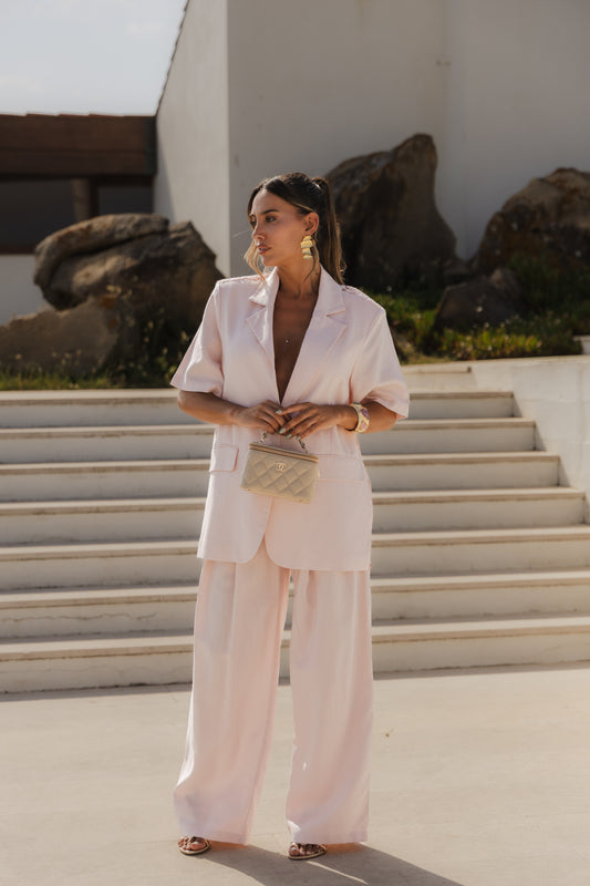 Conjunto de linho blazer + calça - Rosa