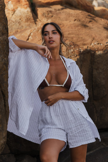 Conjunto Linho c/calção + camisa - Branco