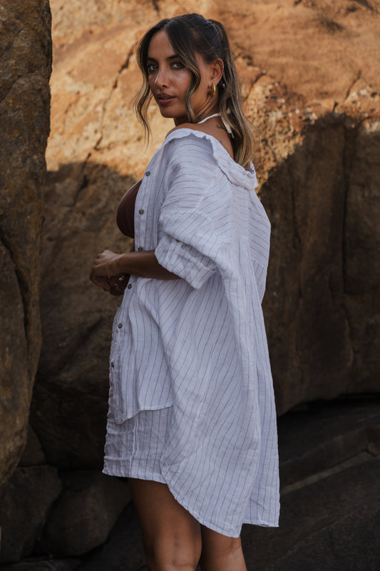 Conjunto Linho c/calção + camisa - Branco