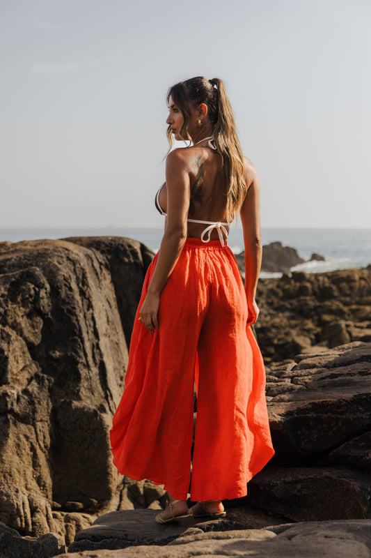 Calça Flaré - vermelho