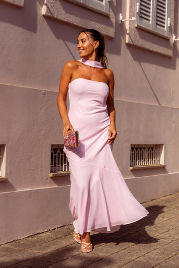 Vestido c/ echarpe - rosa